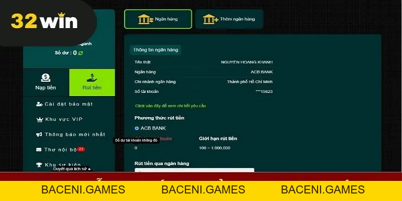 Rút Tiền 32win - Hướng Dẫn Giao Dịch Cho Người Chơi Mới - BACENI